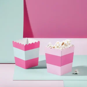 Pink and White Popcorn Boxes